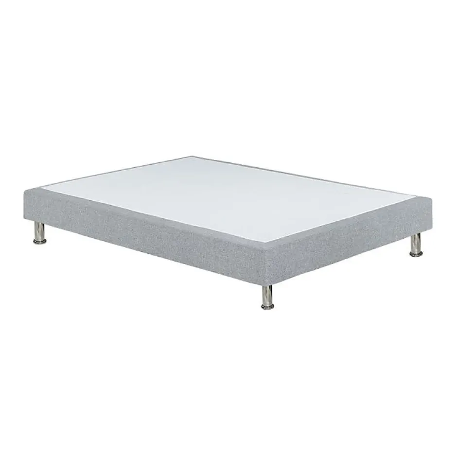 Meubletmoi Sommier tapissier 160x200 cm en tissu gris et pieds métal - REMIMOS
