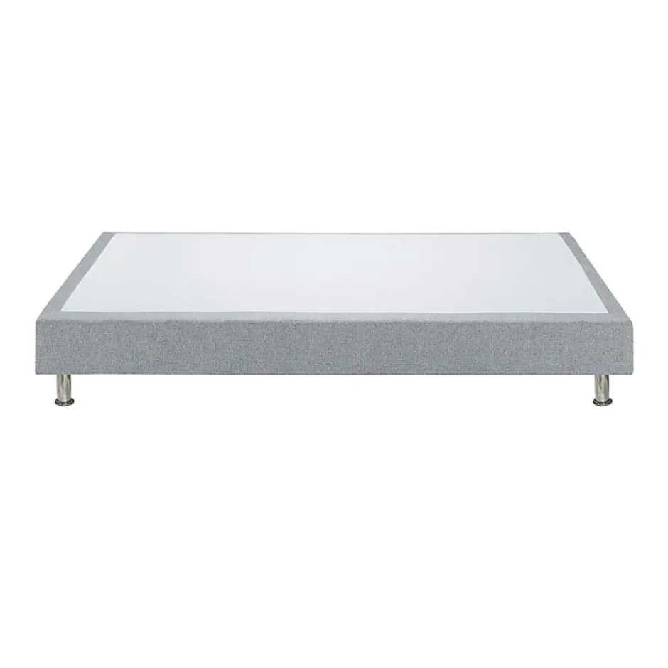 Meubletmoi Sommier tapissier 160x200 cm en tissu gris et pieds métal - REMIMOS