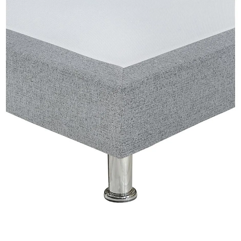 Meubletmoi Sommier tapissier 160x200 cm en tissu gris et pieds métal - REMIMOS