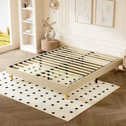 Teeno Sommier tapissier 140x200cm, 14 lattes, 9 pieds Hauteur du cadre 29 cm