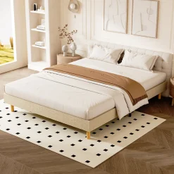 Teeno Sommier tapissier 140x200cm, 14 lattes, 9 pieds Hauteur du cadre 29 cm