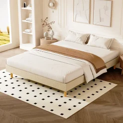 Teeno Sommier tapissier 140x200cm, 14 lattes, 9 pieds Hauteur du cadre 29 cm