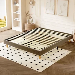 Teeno Sommier tapissier 140x200cm, 14 lattes, 9 pieds Hauteur du cadre 29 cm