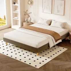 Teeno Sommier tapissier 140x200cm, 14 lattes, 9 pieds Hauteur du cadre 29 cm
