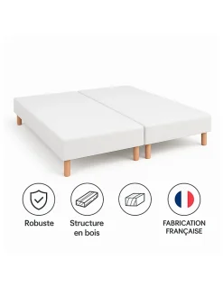 By Sommiflex. SOMMIER TAPISSIER 100x200x2 (200x200) FABRICATION FRANÇAISE ARTISANALE PIEDS OFFERTS HAUTEUR avec PIEDS 27 cm Outlet