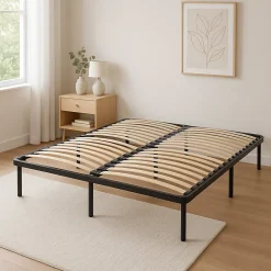 King Of Dreams Sommier 160x200 Cadre à Lattes Renforcé Noir - 4 Pieds x 29 cm en Métal 1,4 mm - 34 Lattes 9 mm et 3,5 cm - Confort Optimisé Usage