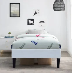 Nuits D'Or Sommier 90x190 cm - déhoussable - pieds 20 cm - 13 lattes - soutien ferme - confort - usage quotidien - blanc
