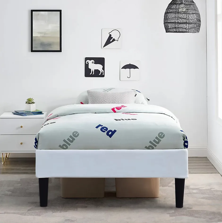 King Of Dreams Sommier 90x190 cm - déhoussable - pieds 20 cm - 13 lattes - soutien ferme - confort - usage quotidien - blanc