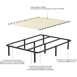 Teeno Sommier 140x190cm Hauteur de 29 cm Sale