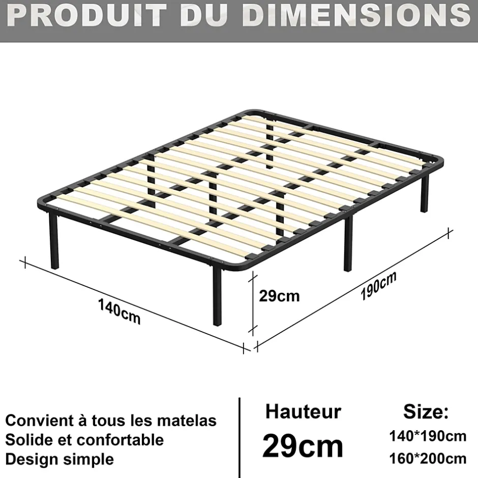 Teeno Sommier 140x190cm Hauteur de 29 cm Sale