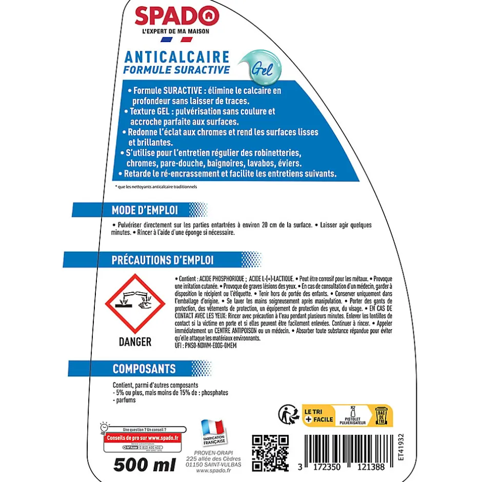 Spado Spray anticalcaire suractif 500ml