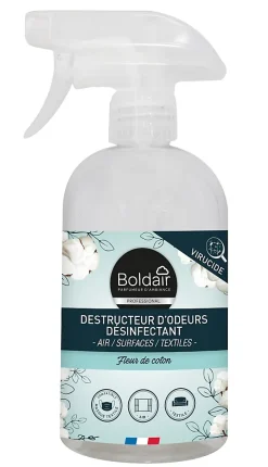 Boldair Spray destructeur d'odeurs désinfectant coton 500ml New