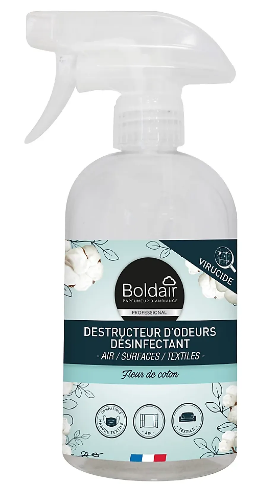 Boldair Spray destructeur d'odeurs désinfectant coton 500ml New