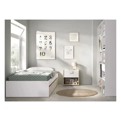 Generic Structure de lit - LAGO - 2 tiroirs - 90 x 190 cm - Blanc / Chene Discount