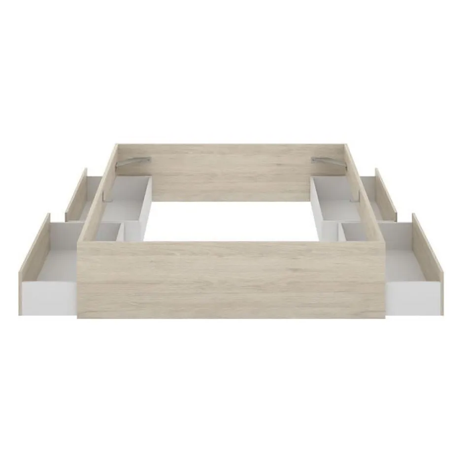 Generic Structure de lit - LAGO - 140 x 190 cm - 4 tiroirs - Chene
