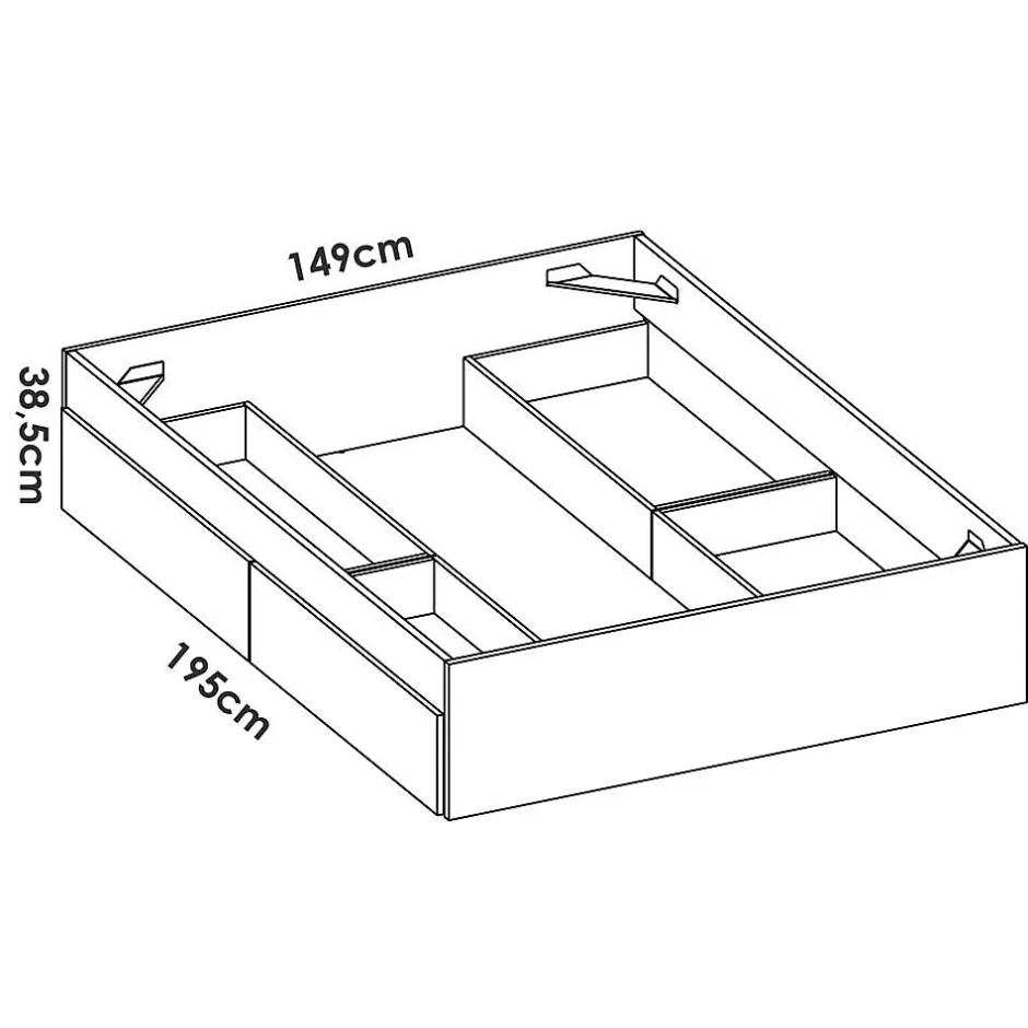 Generic Structure de lit - LAGO - 140 x 190 cm - 4 tiroirs - Chene