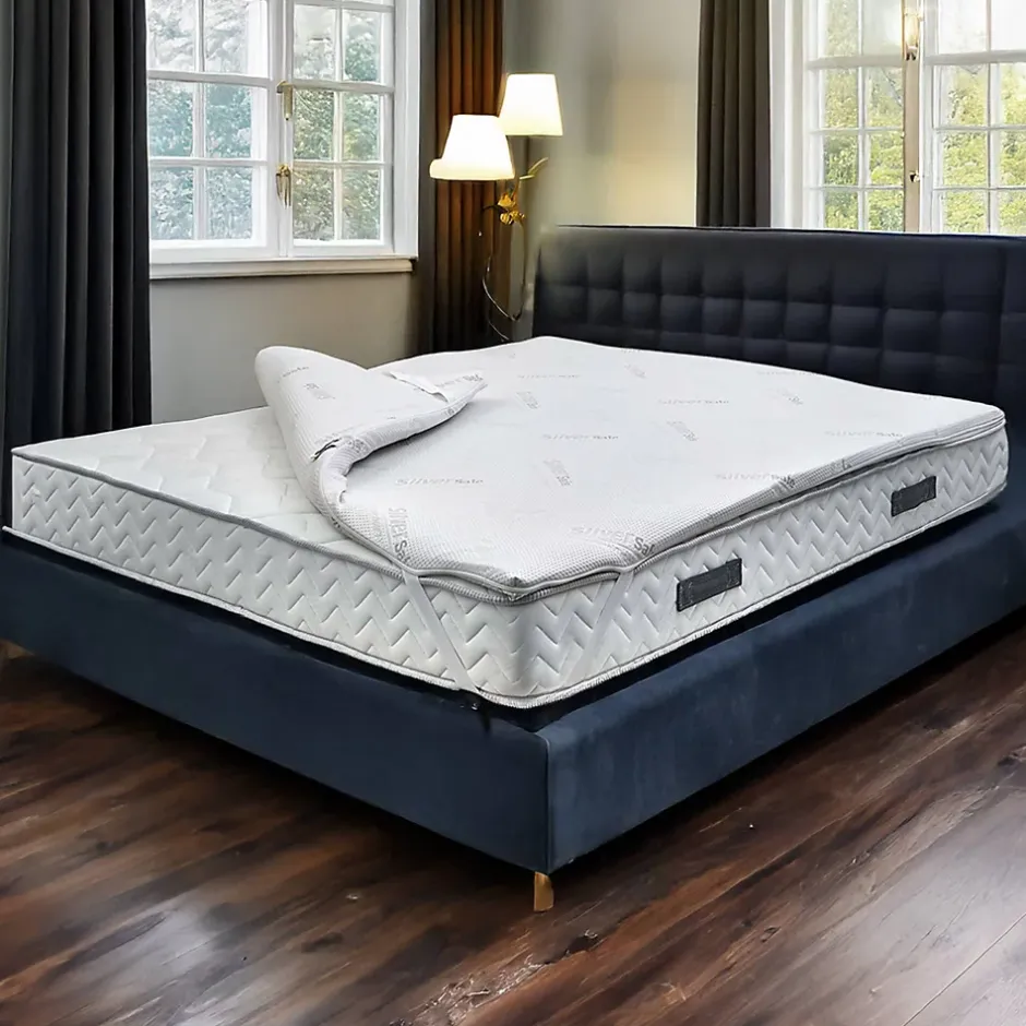 Talamo Italia Surmatelas carré et demi Dlovri, Surmatelas pour améliorer la posture, Surmatelas en mousse à mémoire de forme, 120x190xh5 cm