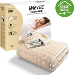 Imetec Surmatelas Chauffant - - Chauffe-lit Pour Lit Double 150 x 137 cm - 2 Commandes avec 2 Températures - Lavable