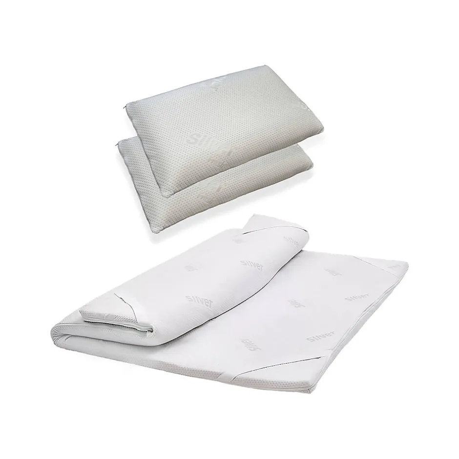 Talamo Italia Surmatelas double Sagittaire, Ensemble matelas avec oreillers, Surmatelas en mousse à mémoire de forme, 180x200xh5 cm