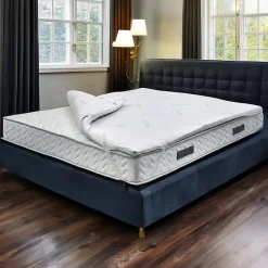 Talamo Italia Surmatelas double Sagittaire, Ensemble matelas avec oreillers, Surmatelas en mousse à mémoire de forme, 180x200xh5 cm