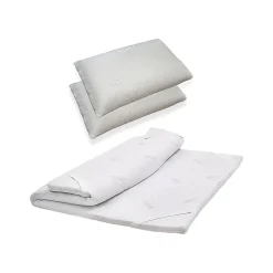 Talamo Italia Surmatelas double Sagittaire, Ensemble matelas avec oreillers, Surmatelas en mousse à mémoire de forme, 140x190xh5 cm