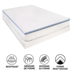 Lestra Surmatelas Fjord à mémoire de forme 80 x 200 cm