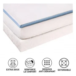 Lestra Surmatelas Fjord à mémoire de forme 80 x 200 cm