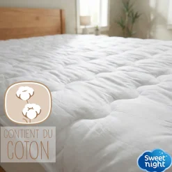 Sweetnight Surmatelas Moelleux 160x200 cm - Protege Matelas Impermeable - Housse Coton - 4 Coins Elastiques - Traitement Anti-Acarien
