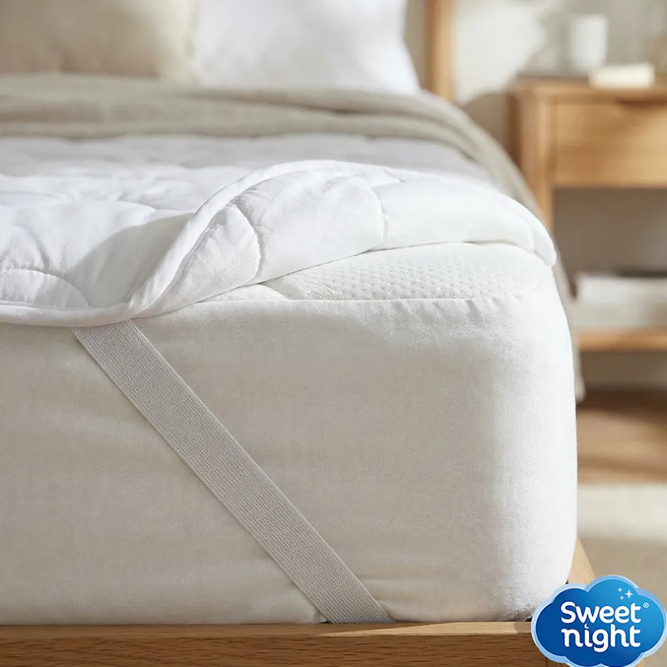 Sweetnight Surmatelas Moelleux 160x200 cm - Protege Matelas Impermeable - Housse Coton - 4 Coins Elastiques - Traitement Anti-Acarien