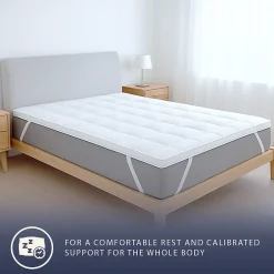 The White Stone Surmatelas Simple Protège-Matelas Matelassé avec Garnissage 800 g/m² avec Sangles Élastiques d'Angle 90x200 Sale