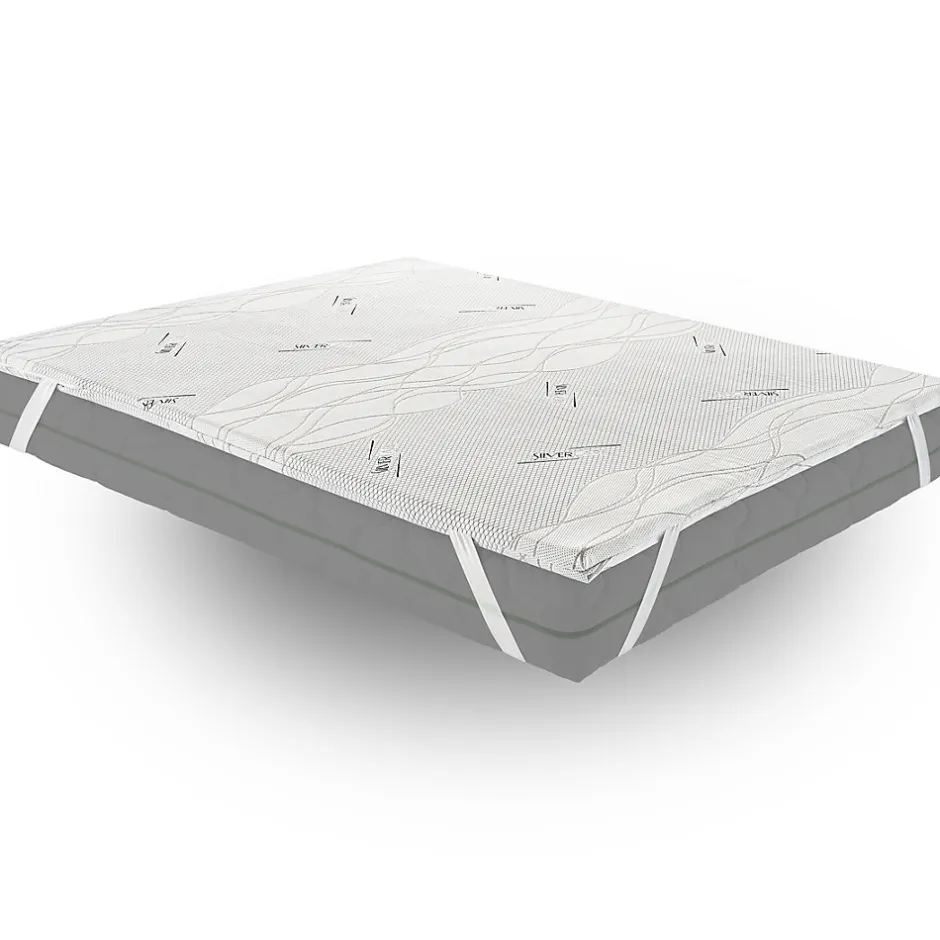 Materassiedoghe Sur-matelas 140x200 - Mousse à Mémoire De Forme - Epaisseur 5 cm - Revêtement Amovible Silver Fresh