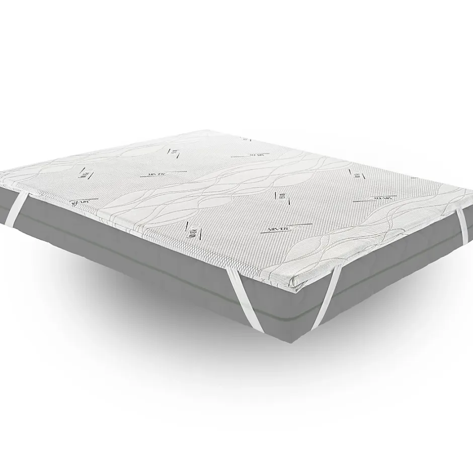 Materassiedoghe Sur-matelas 160x190 - Mousse à Mémoire De Forme - Epaisseur 5 cm - Revêtement Amovible Silver Fresh