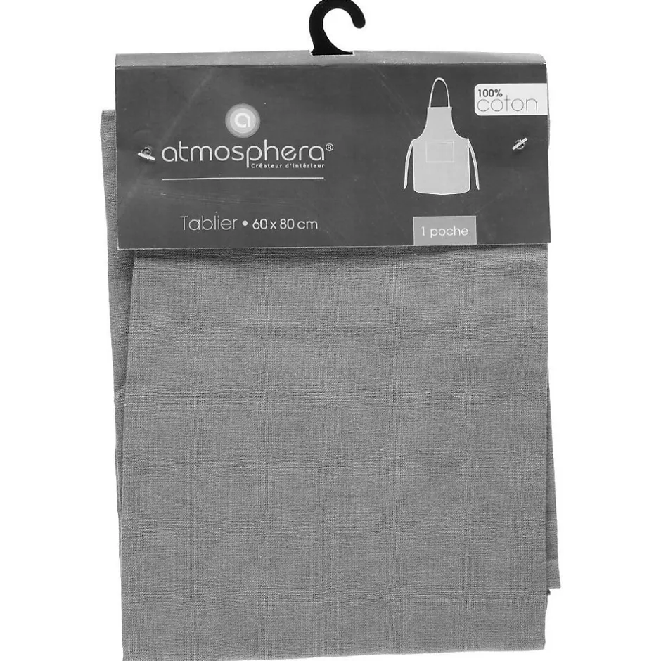 Atmosphera Créateur D'Intérieur Tablier - coton - gris clair - 60x80 cm - Atmosphera
