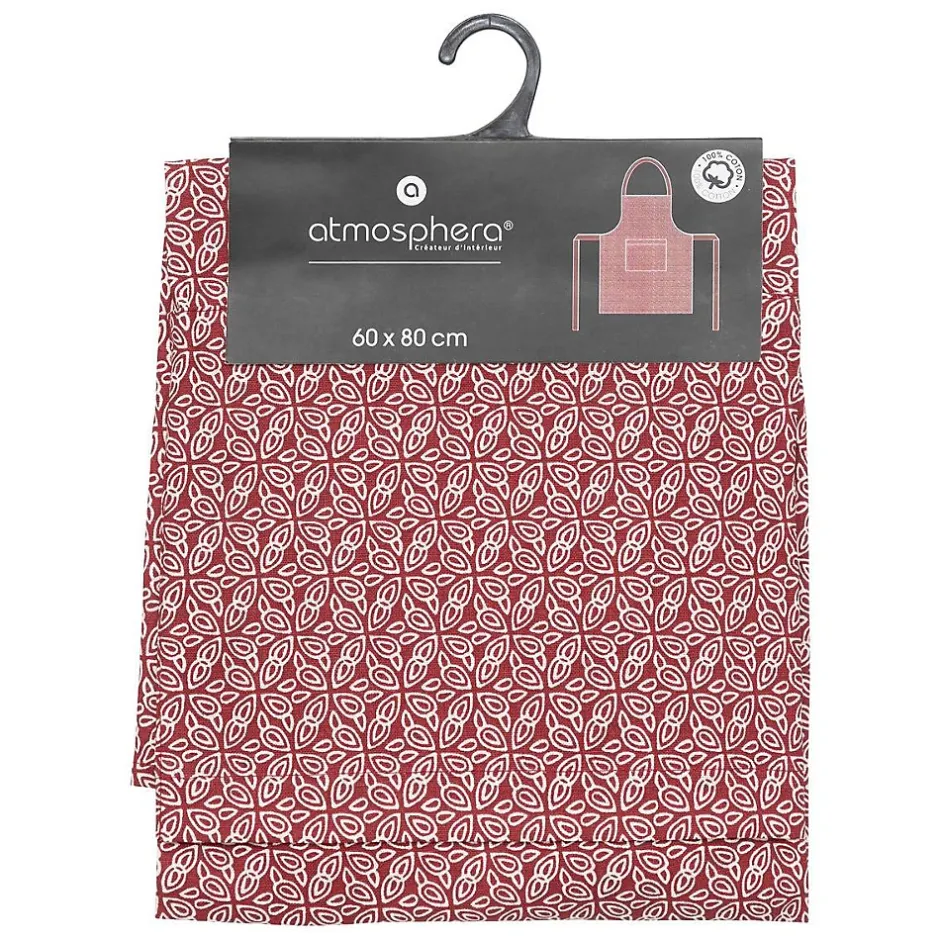 Atmosphera Créateur D'Intérieur Tablier imprimé Olia - rouge - coton 60x80 cm - Atmosphera Clearance