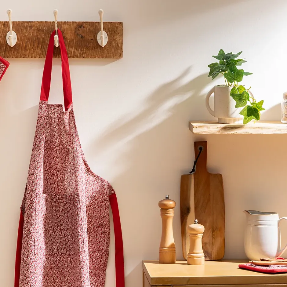Atmosphera Créateur D'Intérieur Tablier imprimé Olia - rouge - coton 60x80 cm - Atmosphera Clearance