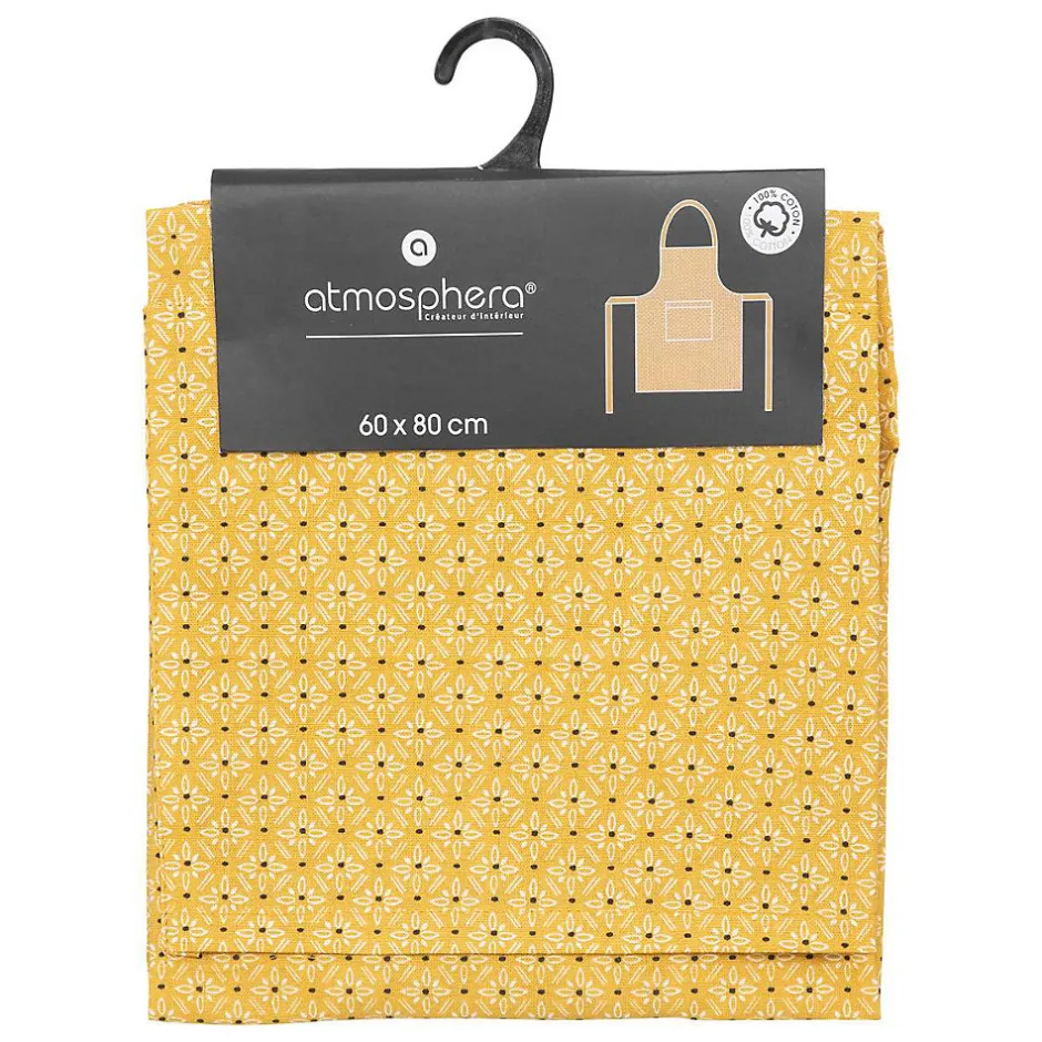 Atmosphera Créateur D'Intérieur Tablier imprimé Paty - jaune ocre - coton 60x80 cm - Atmosphera