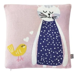 Sevira Kids Taie de coussin en tricot de coton Chat