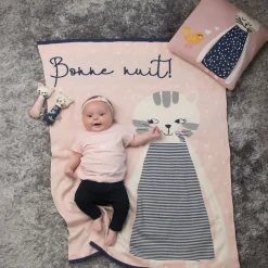 Sevira Kids Taie de coussin en tricot de coton Chat