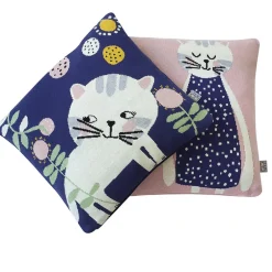 Sevira Kids Taie de coussin en tricot de coton Chat