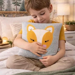 Sevira Kids Taie de coussin en tricot de coton RENARD