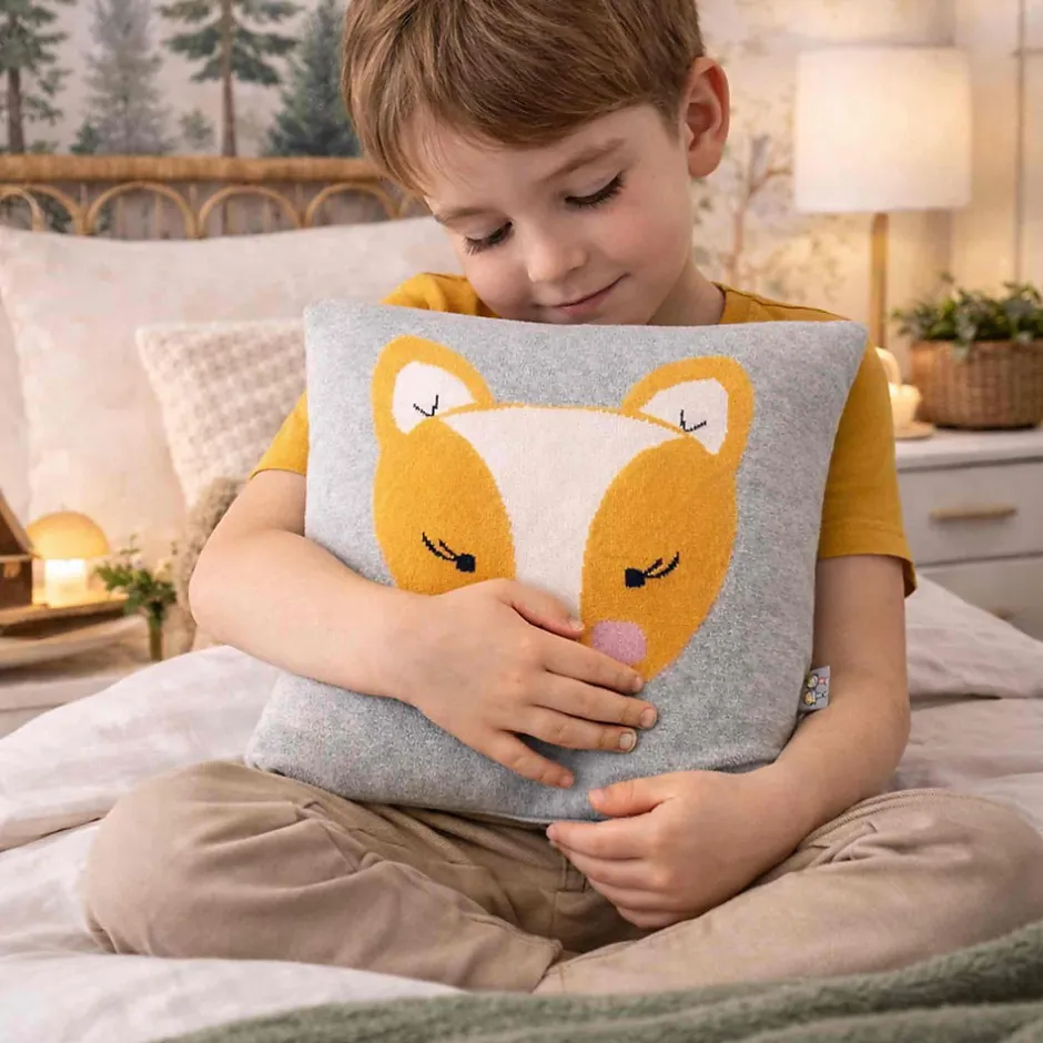 Sevira Kids Taie de coussin en tricot de coton RENARD