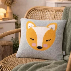 Sevira Kids Taie de coussin en tricot de coton RENARD
