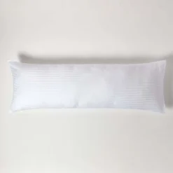 Homescapes Taie de traversin blanc satin rayé en coton égyptien 330 fils, 50x140 cm - Online