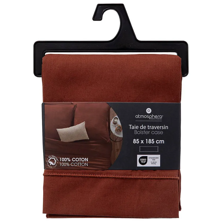 Atmosphera Créateur D'Intérieur Taie de traversin Carina 85x185cm rose terracotta - Atmosphera