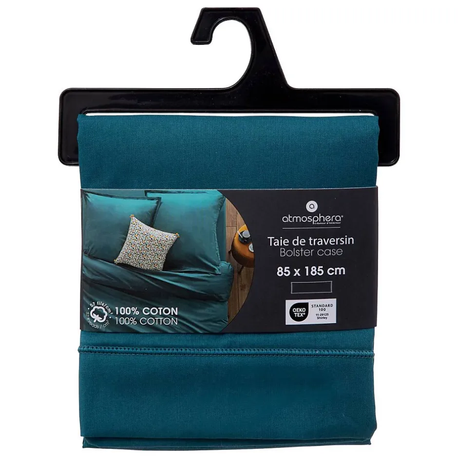 Atmosphera Créateur D'Intérieur Taie de traversin Carina 85x185cm bleu canard - Atmosphera Sale