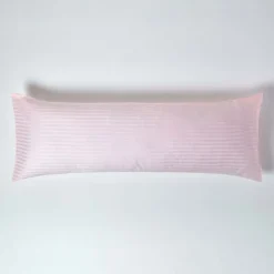 Homescapes Taie de traversin rose satin rayé en coton égyptien 330 fils, 50x140 cm - Sale