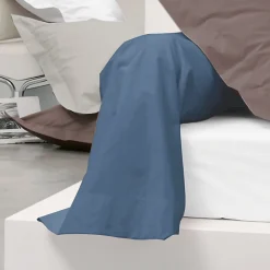 Linnea Taie de traversin uni 140x43 cm coton ALTO bleu Jean