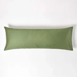 Homescapes Taie de traversin vert mousse en coton égyptien bio 400 fils, 50x140 cm - Hot