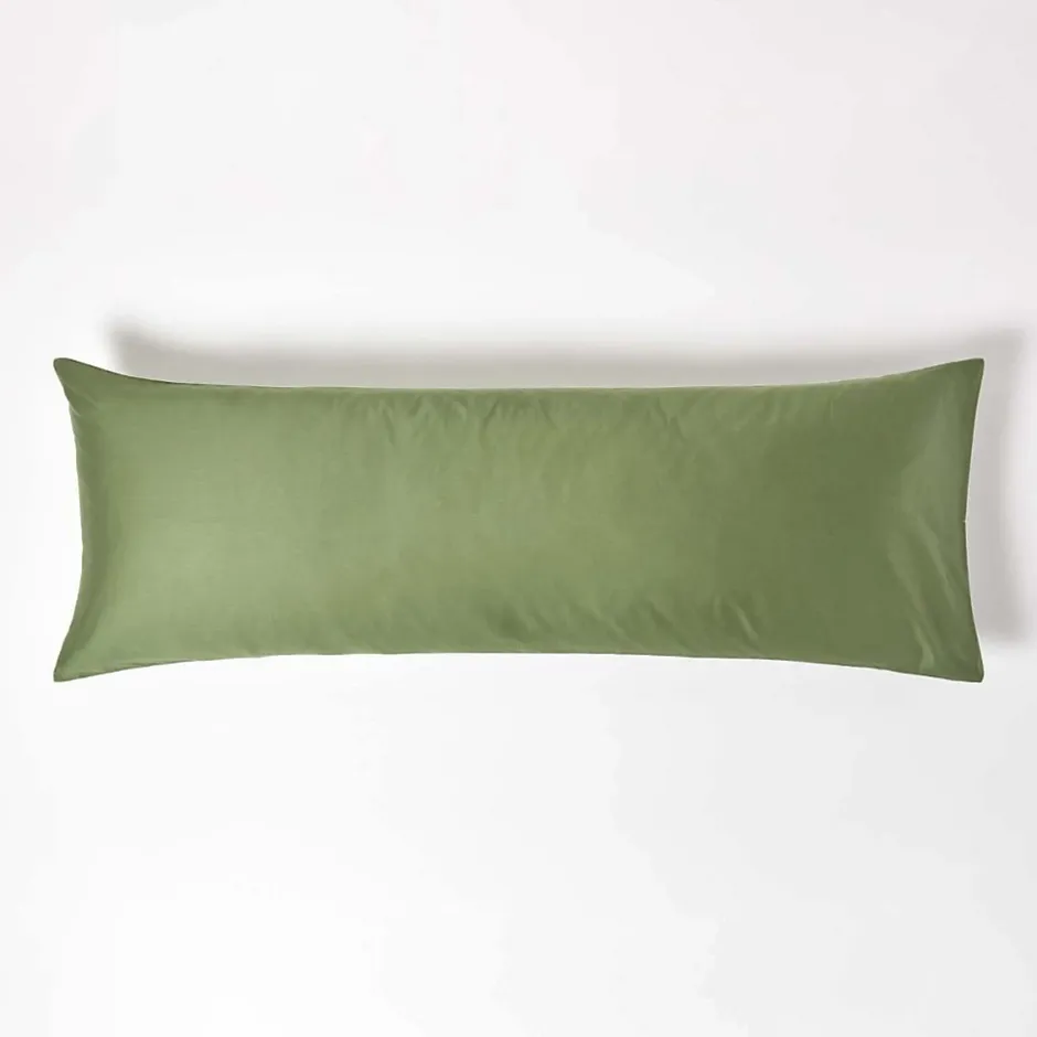 Homescapes Taie de traversin vert mousse en coton égyptien bio 400 fils, 50x140 cm - Hot