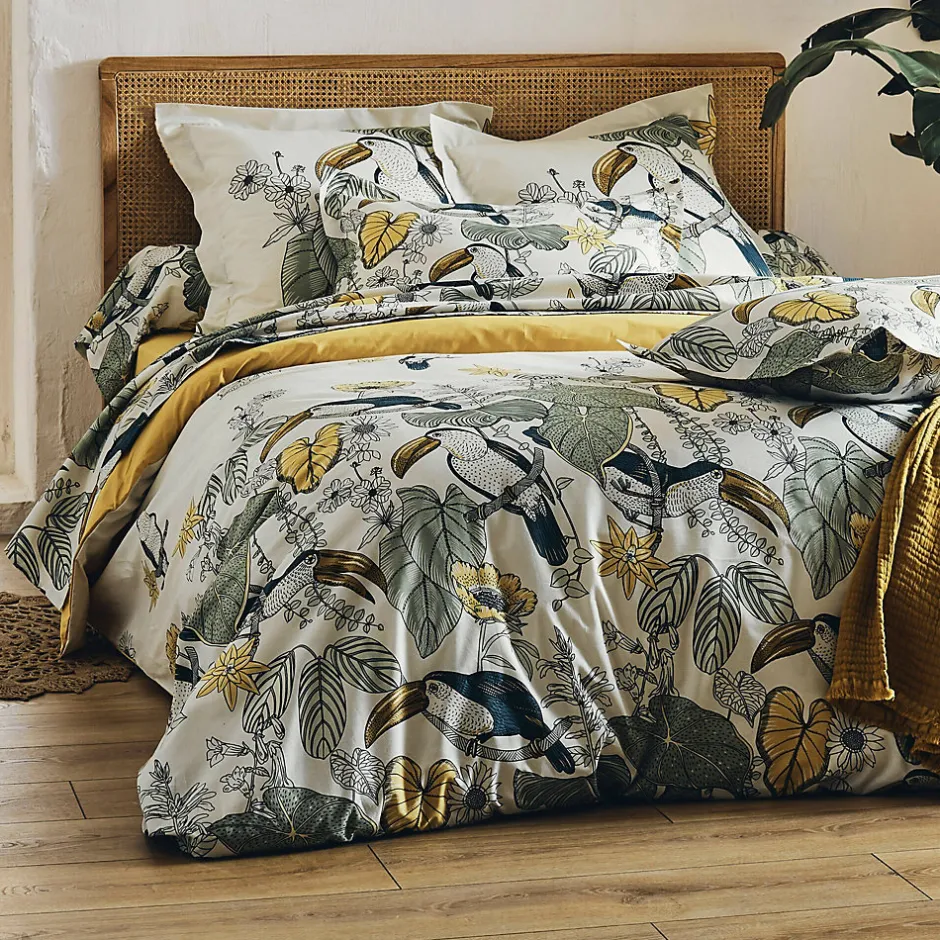 Linnea Taie de traversin 140x43 cm coton TOCO vert Outlet